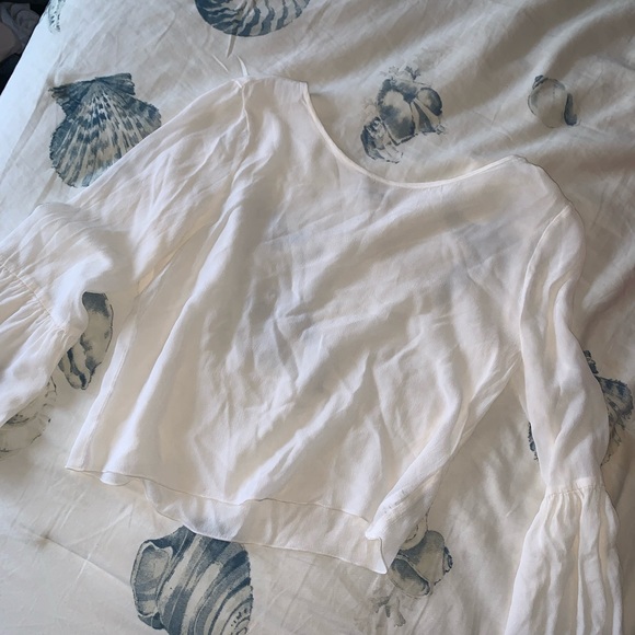 Flare Sleeve Aritzia Babaton White Blouse - Picture 2 of 5